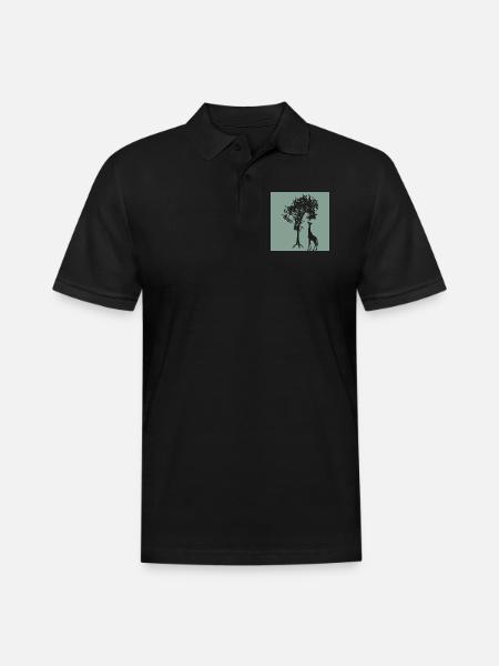 Giraffe Tree Silhouette Nature - Men's Pique Polo Shirt - black