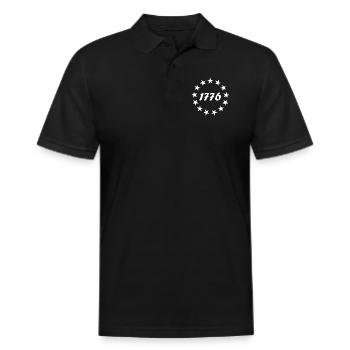 Betsy Ross Flag 13 Star American Flag 1776 - Men's Pique Polo Shirt - black - Front