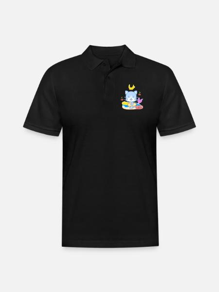 Blue Cat Beach Splash - Men's Pique Polo Shirt - black