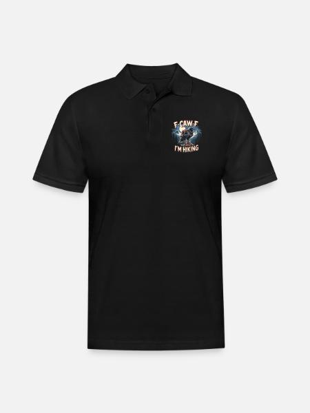 F-Caw-F I'm Hiking Crow - Men's Pique Polo Shirt - black