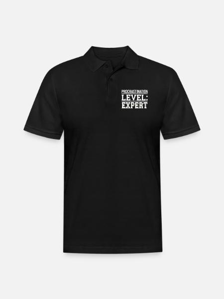 Procrastination Level Expert Print - Men's Pique Polo Shirt - black