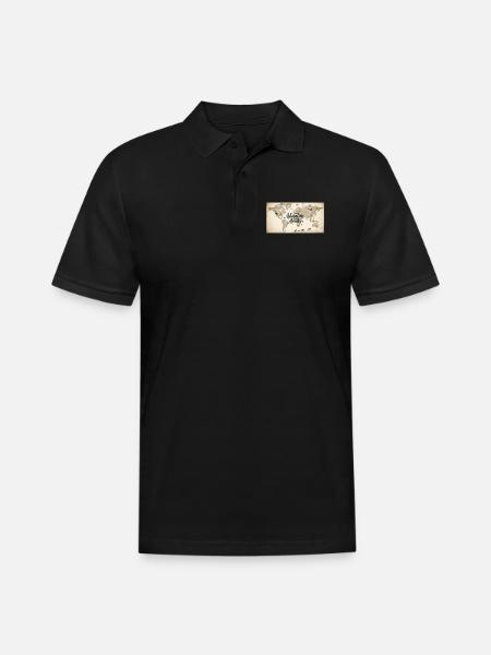Adventure Awaits World Map - Men's Pique Polo Shirt - black