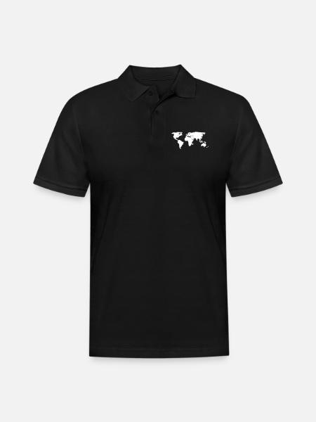 World Map - Men's Pique Polo Shirt - black