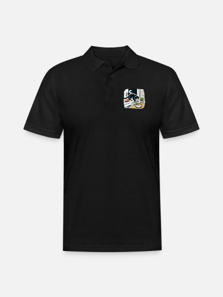 Moonlit Cat Noodle Quest - Men's Pique Polo Shirt - black