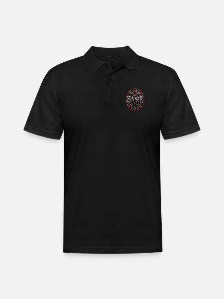 Sinner Gothic Chrome Streetwear Graphic - Men's Pique Polo Shirt - black