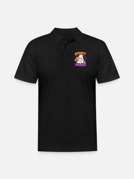 Spooky Nurse Halloween - Men's Pique Polo Shirt - black
