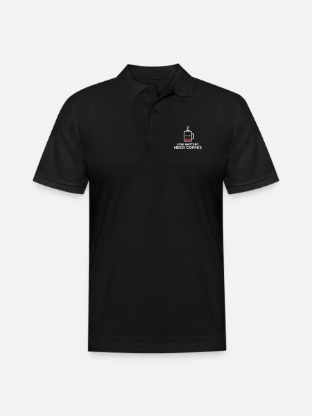 Low Battery Coffee Mug Illustration - Men's Pique Polo Shirt - black