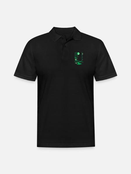 Moonlit Marina - Men's Pique Polo Shirt - black