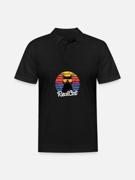 RealCat Retro Sunglasses - Men's Pique Polo Shirt - black
