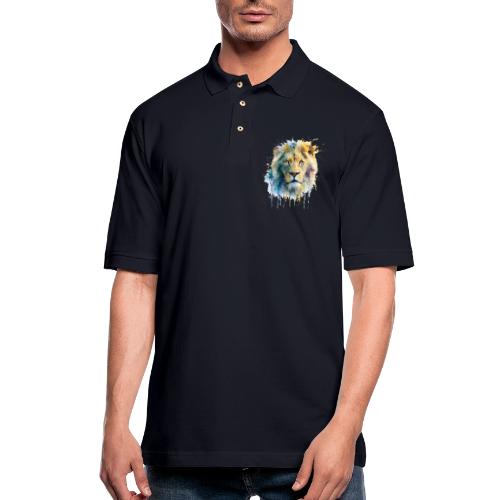 Splash-Art Lion Face - Men's Pique Polo Shirt