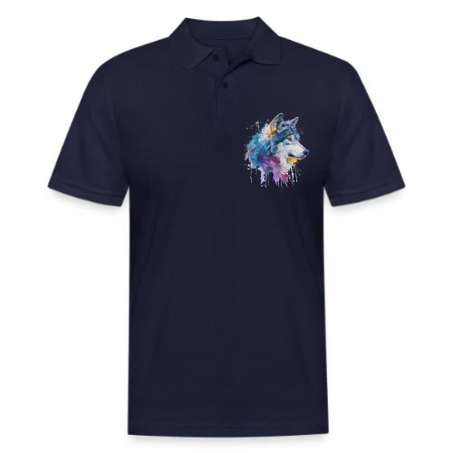 Splash-Art Wolf Head - Men's Pique Polo Shirt