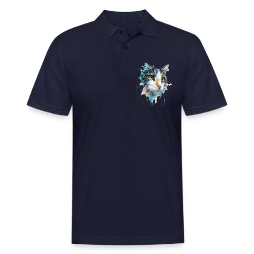 Watercolor cat face - Men's Pique Polo Shirt