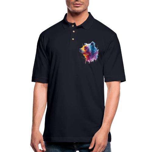 Watercolor Bear Portrait - Men's Pique Polo Shirt