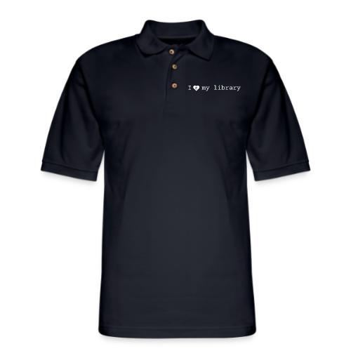 I Love My Library in White - Men's Pique Polo Shirt