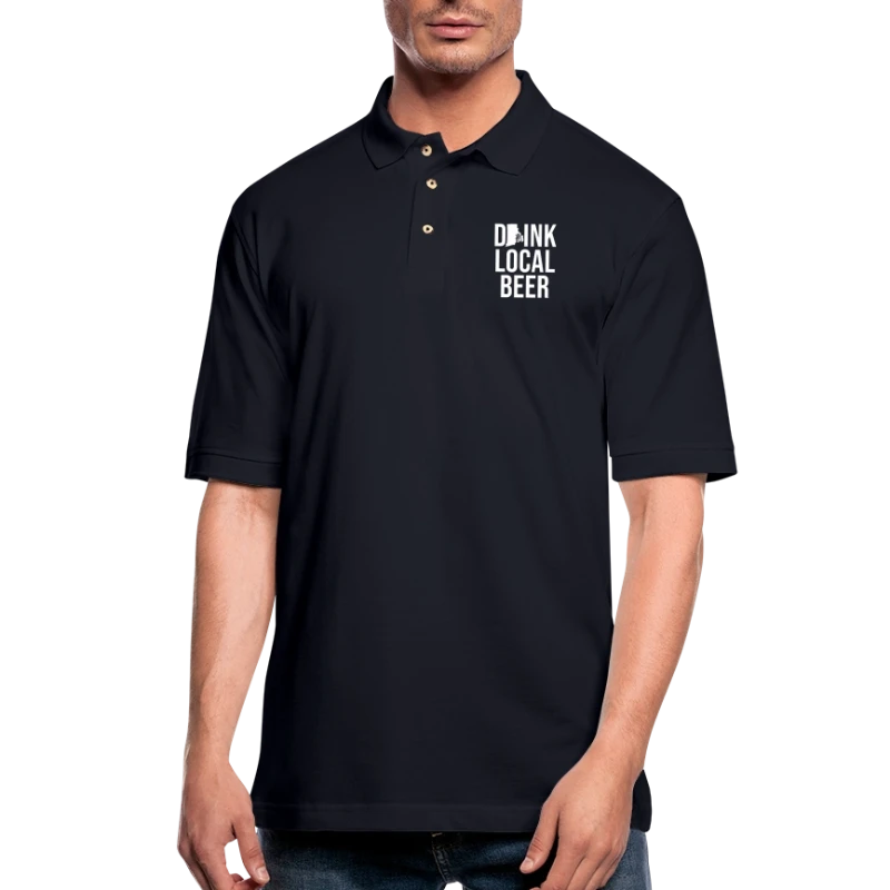 Drink Local Beer - Rhode Island - Men's Pique Polo Shirt