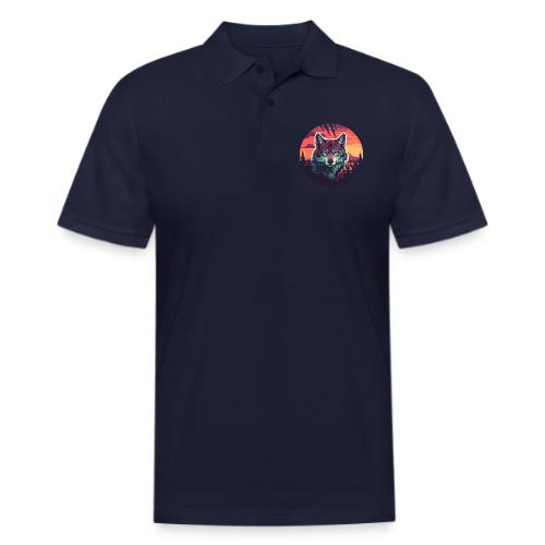 Colorful Wolf Stare - Men's Pique Polo Shirt