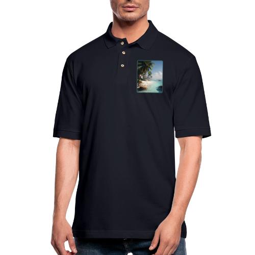 Tropical Beach Paradise Palm Design - Men's Pique Polo Shirt