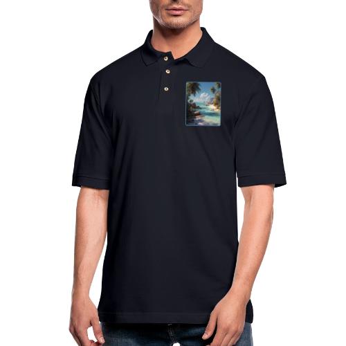 Tropical Island Paradise Ocean Design - Men's Pique Polo Shirt