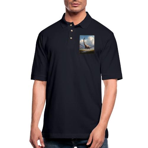 Brachiosaurus Valley Landscape Design - Men's Pique Polo Shirt