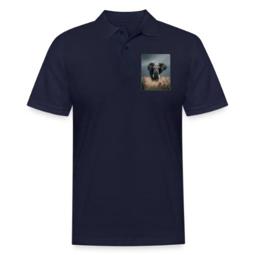 Majestic African Elephant Portrait Design - Men's Pique Polo Shirt