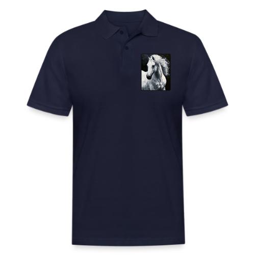 White Horse Oil Painting Design - Men's Pique Polo Shirt