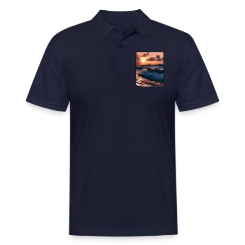 Golden Sunset Ocean Wave - Men's Pique Polo Shirt