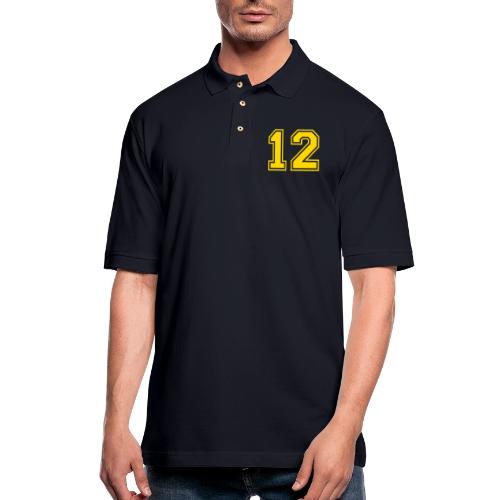 Number 12 in a classic athletic collegiate font - Men's Pique Polo Shirt