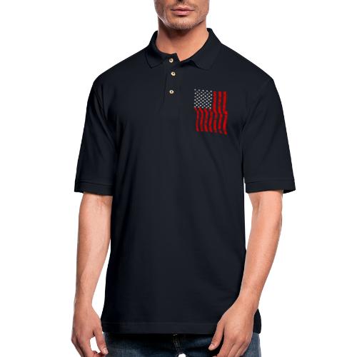 Vintage Waving USA Flag Patriotic T-Shirts Design - Men's Pique Polo Shirt