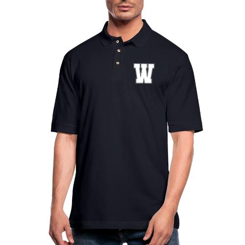 White Letter W – Varsity Alphabet Monogram - Men's Pique Polo Shirt