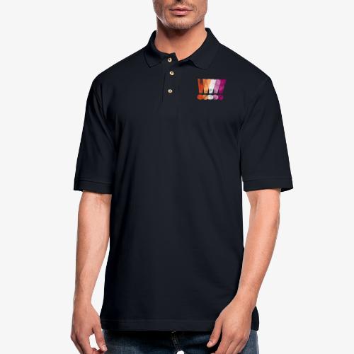 Distressed Lesbian Pride Graphic Exclamation - Men's Pique Polo Shirt