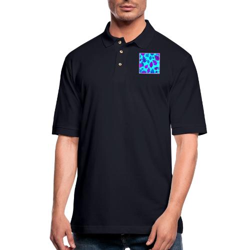Turquoise & Purple Leaves Design - Men's Pique Polo Shirt