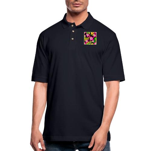 Tropical Floral Art - Men's Pique Polo Shirt