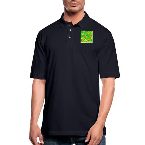 Whimsical Leaf Art: Orange & Yellowish Green - Men's Pique Polo Shirt