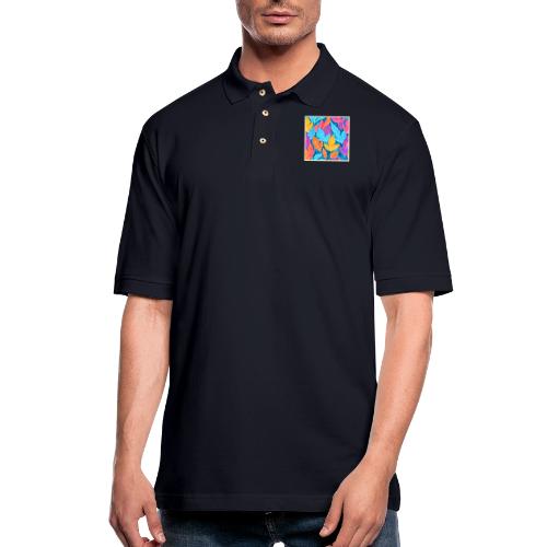 Vibrant Leaves in Brothel Art - Men's Pique Polo Shirt