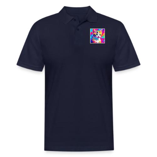 Rainbow Cat: Vivid Portrait - Men's Pique Polo Shirt