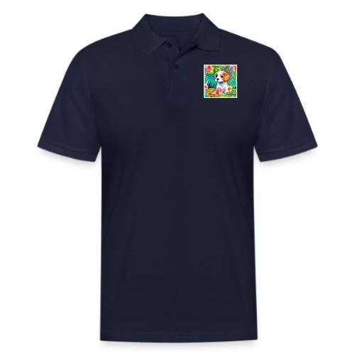 Island Puppy: Floral Friend - Men's Pique Polo Shirt