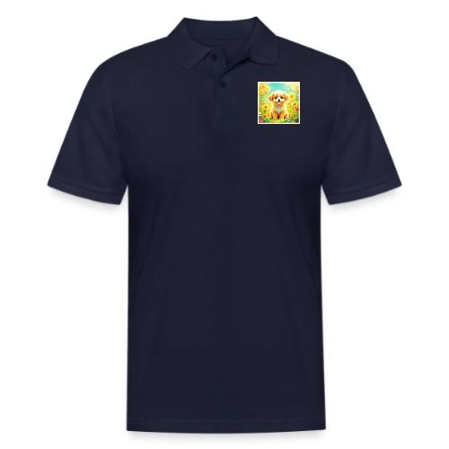 Cute Puppy Flower Art - Men's Pique Polo Shirt
