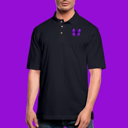 Neon Purple Butterfly - Men's Pique Polo Shirt