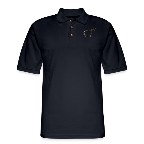 unicorn gold outline - Men's Pique Polo Shirt