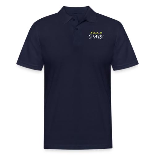 It Starts At STATE! -Yellow & White Script - Men's Pique Polo Shirt