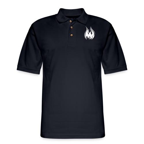 Front (DMN Flame Man-White) _ Back (Blank) - Men's Pique Polo Shirt