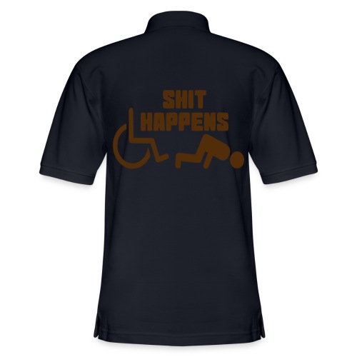 Shit happens. Wheelchair humor shirt # - Men's Pique Polo Shirt