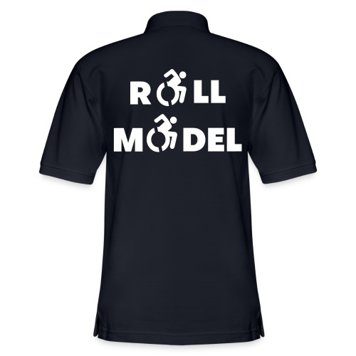 Roll model in a wheelchair, sexy wheelchair user - Men's Pique Polo Shirt