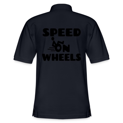 Speed on wheelchair wheels. Humor shirt # - Men's Pique Polo Shirt