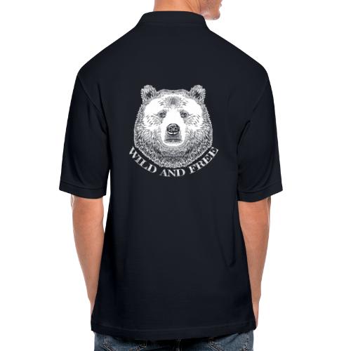 Bear Head, Wild And Free, Hand Drawn Illustration - Men's Pique Polo Shirt