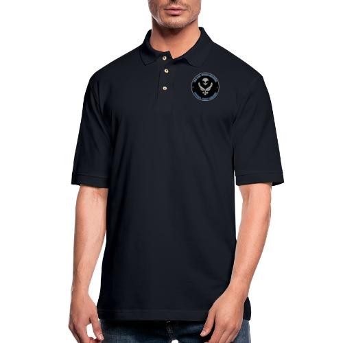 BlackOpsTransBigger1 Front with Mr Grey Back Logo - Men's Pique Polo Shirt
