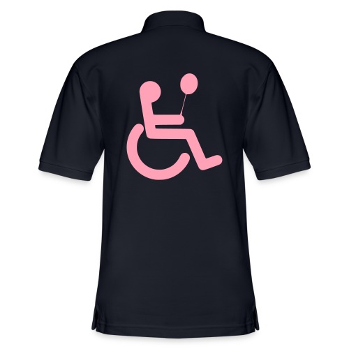 Image of wheelchair user with balloon # - Men's Pique Polo Shirt