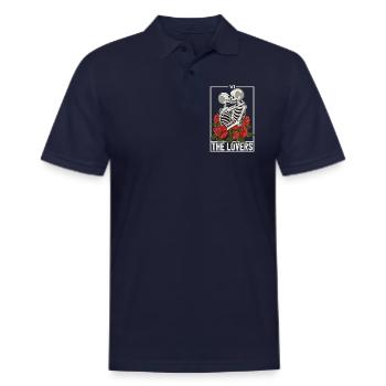 The Lovers Tarot Card Kissing Skulls Squelettes - Polo en coton piqué pour hommes - marine foncé - Devant