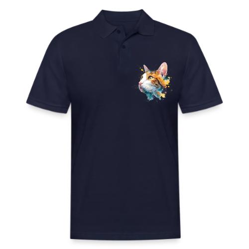 Cat: Feline Ink Burst - Men's Pique Polo Shirt