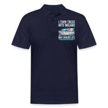 Boat Builder Top - Funny Boat Saying - Men's Pique Polo Shirt - midnight navy - Front